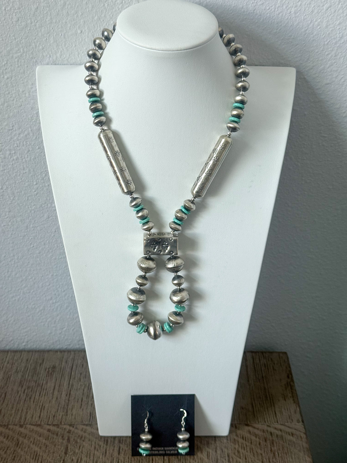 Native American Navajo Pearls & Turquoise 26" Set