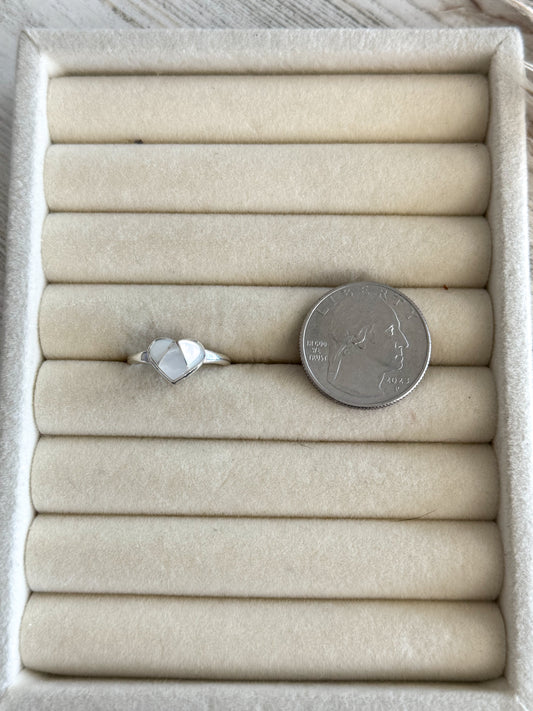 Native American Mother of Pearl Heart Ring