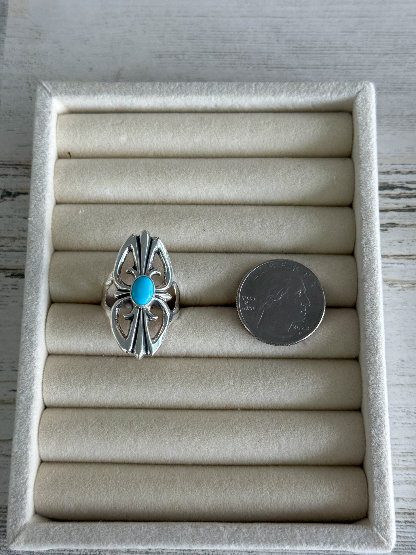 Native American Turquoise Sterling Ring 9