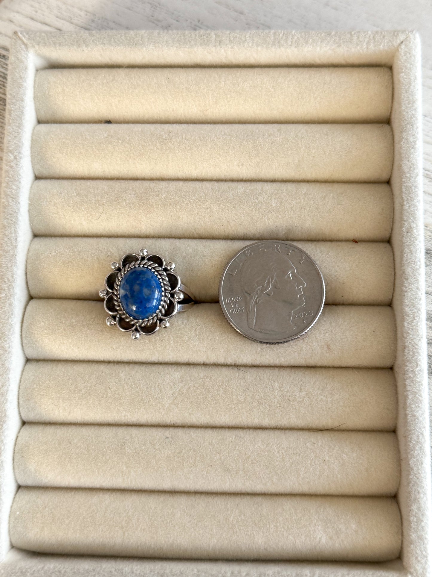 Native American Lapis Ring 7.5