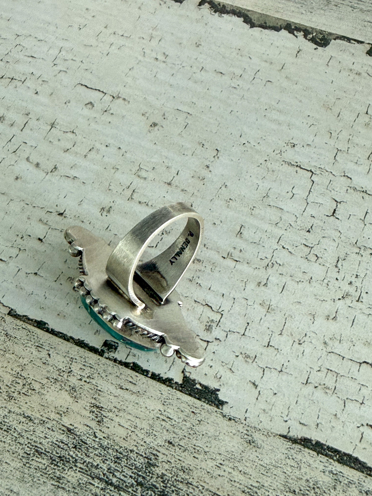 Native American Fox Turquoise Ring 6.75