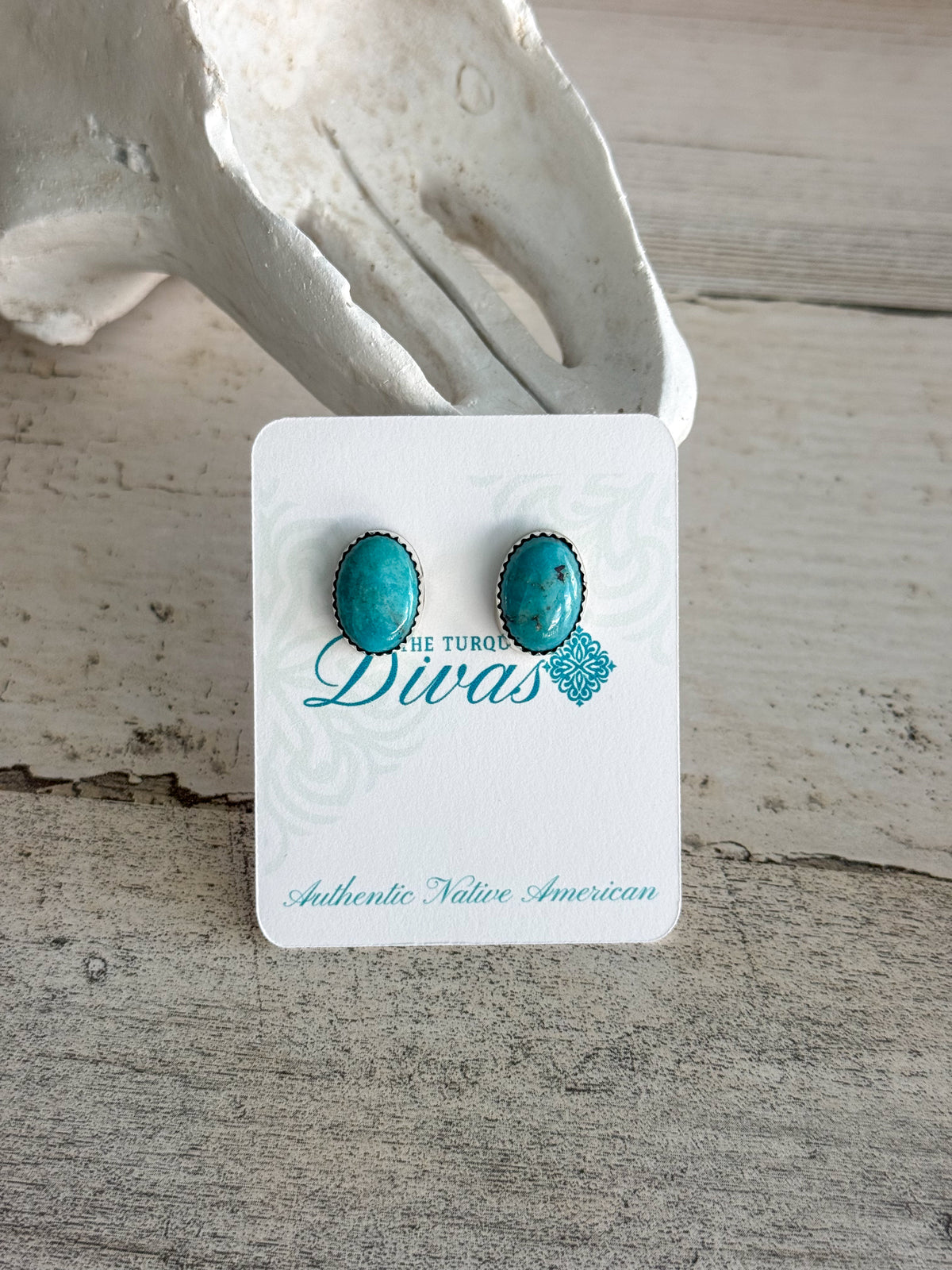 Native American Sonoran Turquoise Stud Earrings