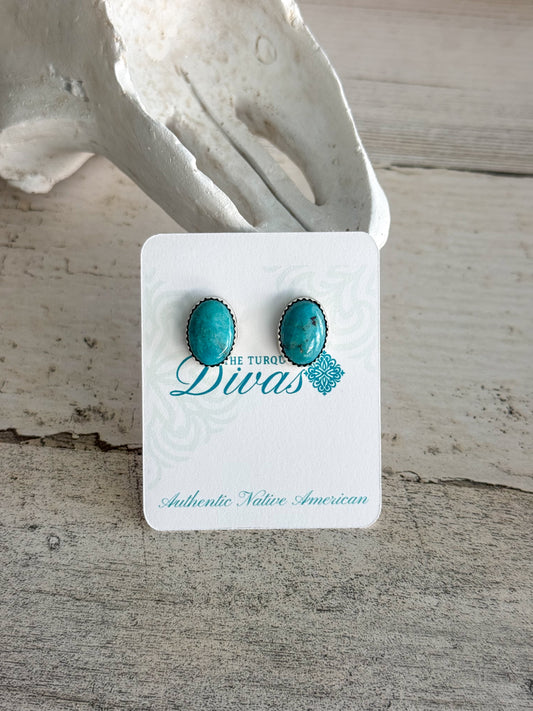 Native American Sonoran Turquoise Stud Earrings