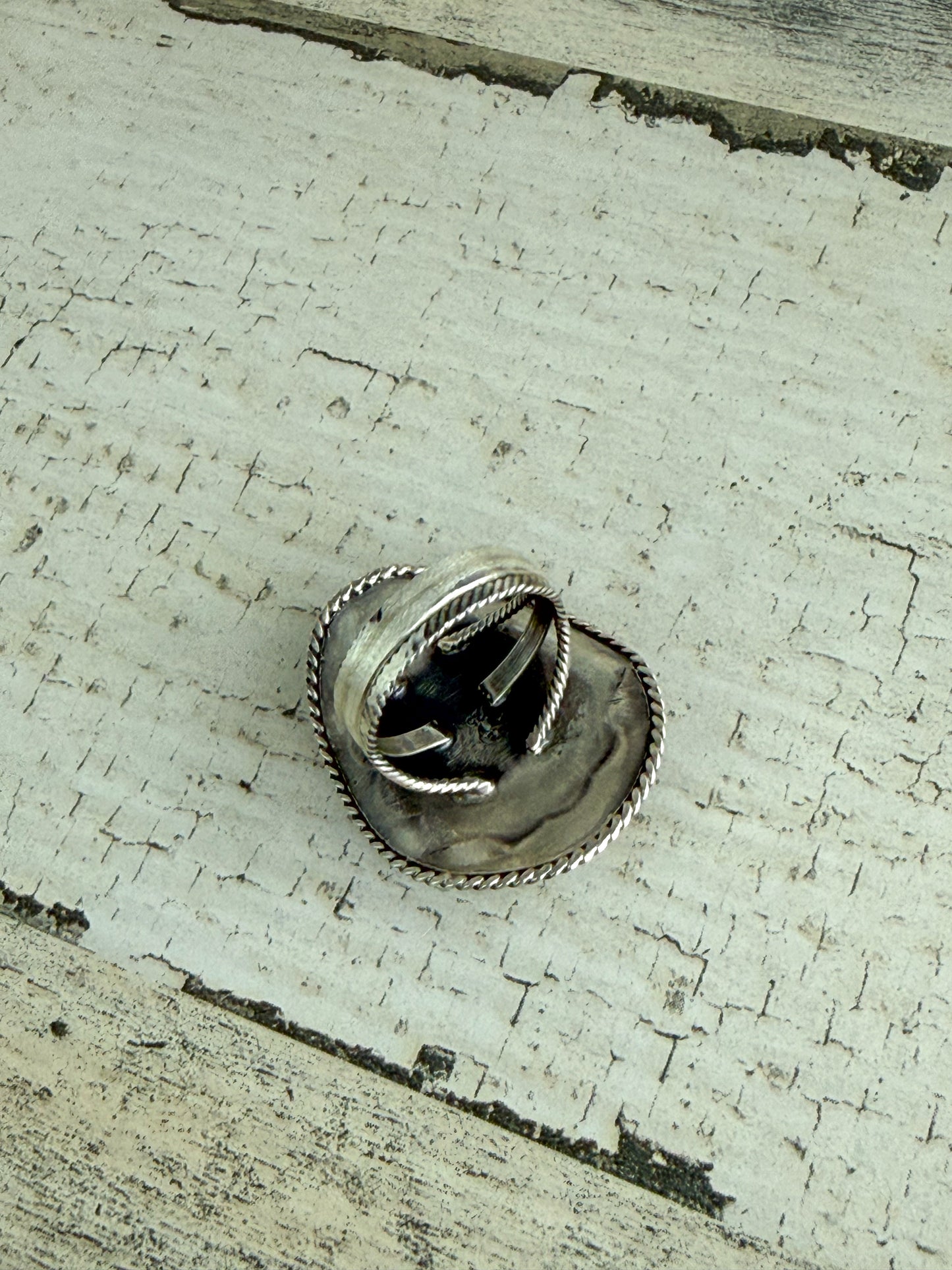 Native American Sterling Kingman Hat Ring 7