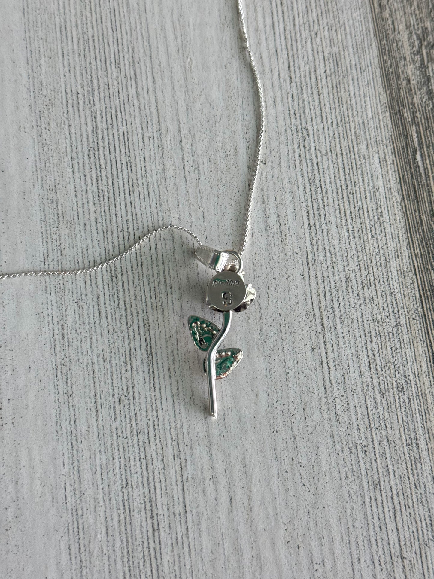 Native American Sterling Rose Pendant Necklace 20"