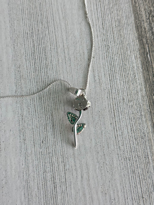 Native American Sterling Rose Pendant Necklace 20"