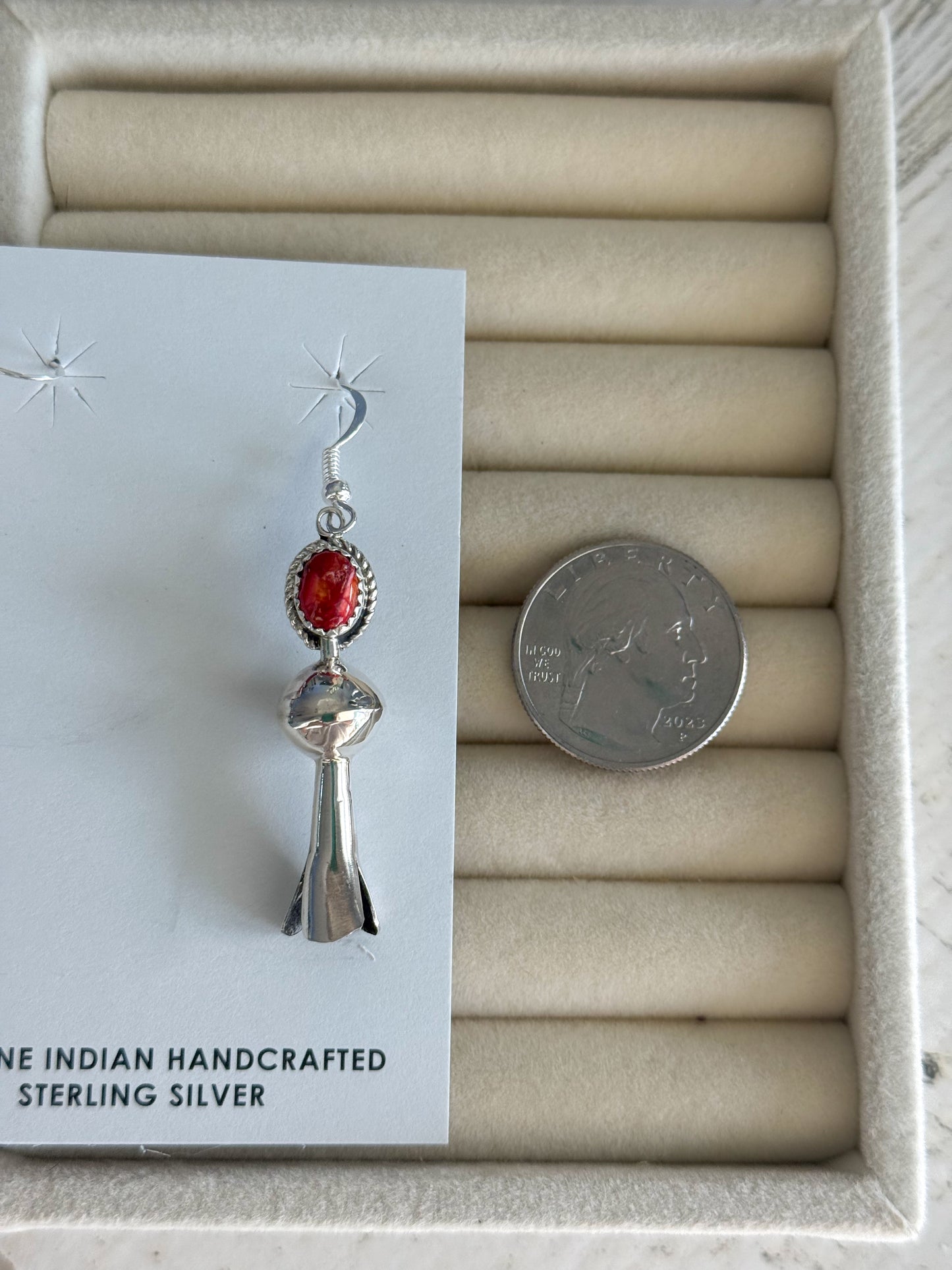 Native American Red Spiny Blossom Earrings