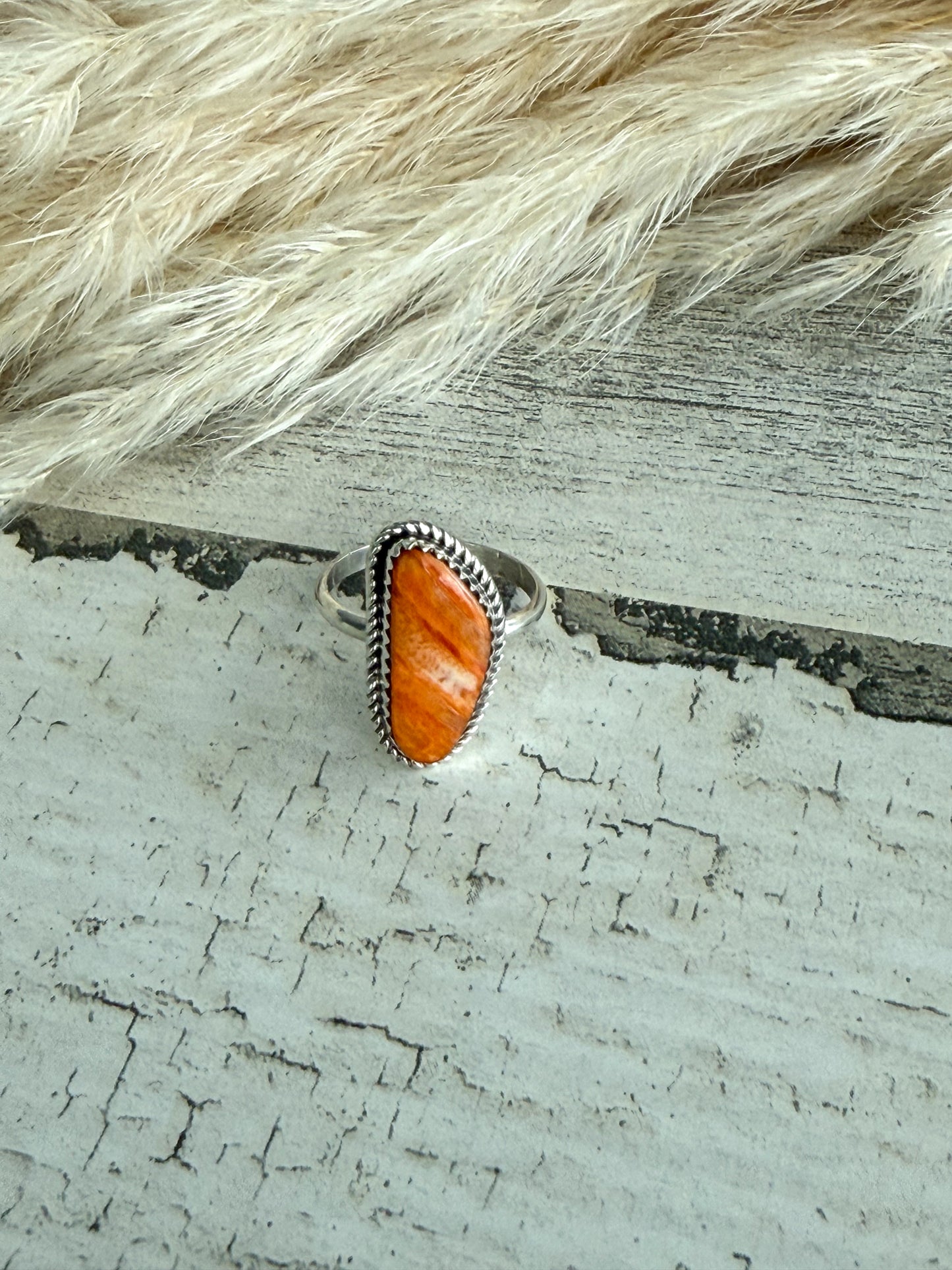 Native American Orange Spiny Ring 7