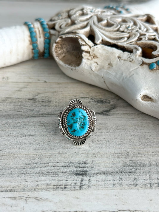 Native American Made Kingman Turquoise Ring 9