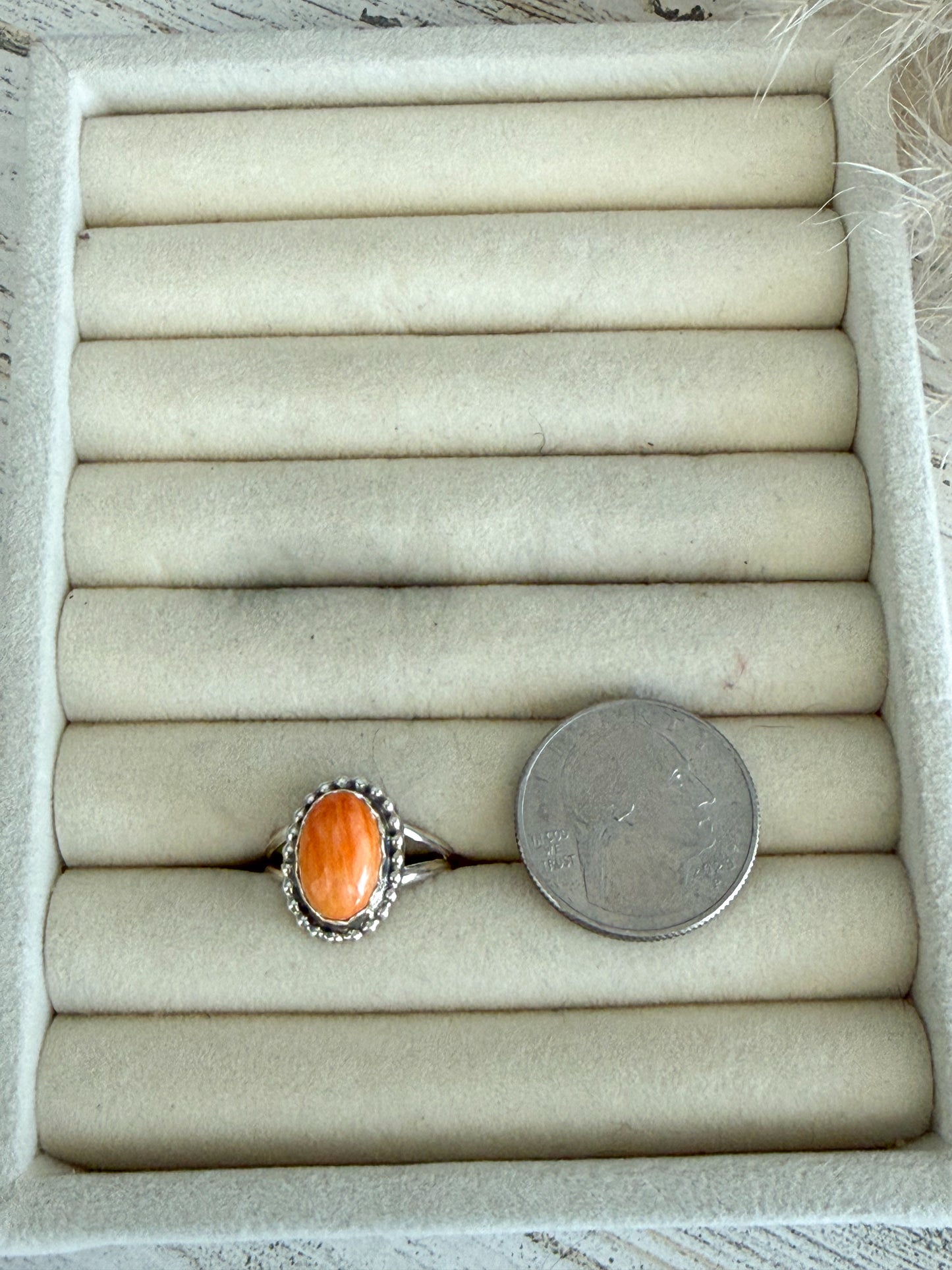 Native American Orange Spiny Ring 7