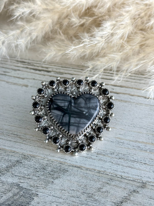 Native American Black Onyx Adjustable Ring