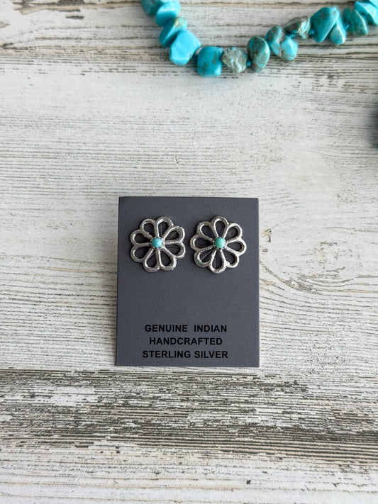 Native American Sterling Flower Earrings
