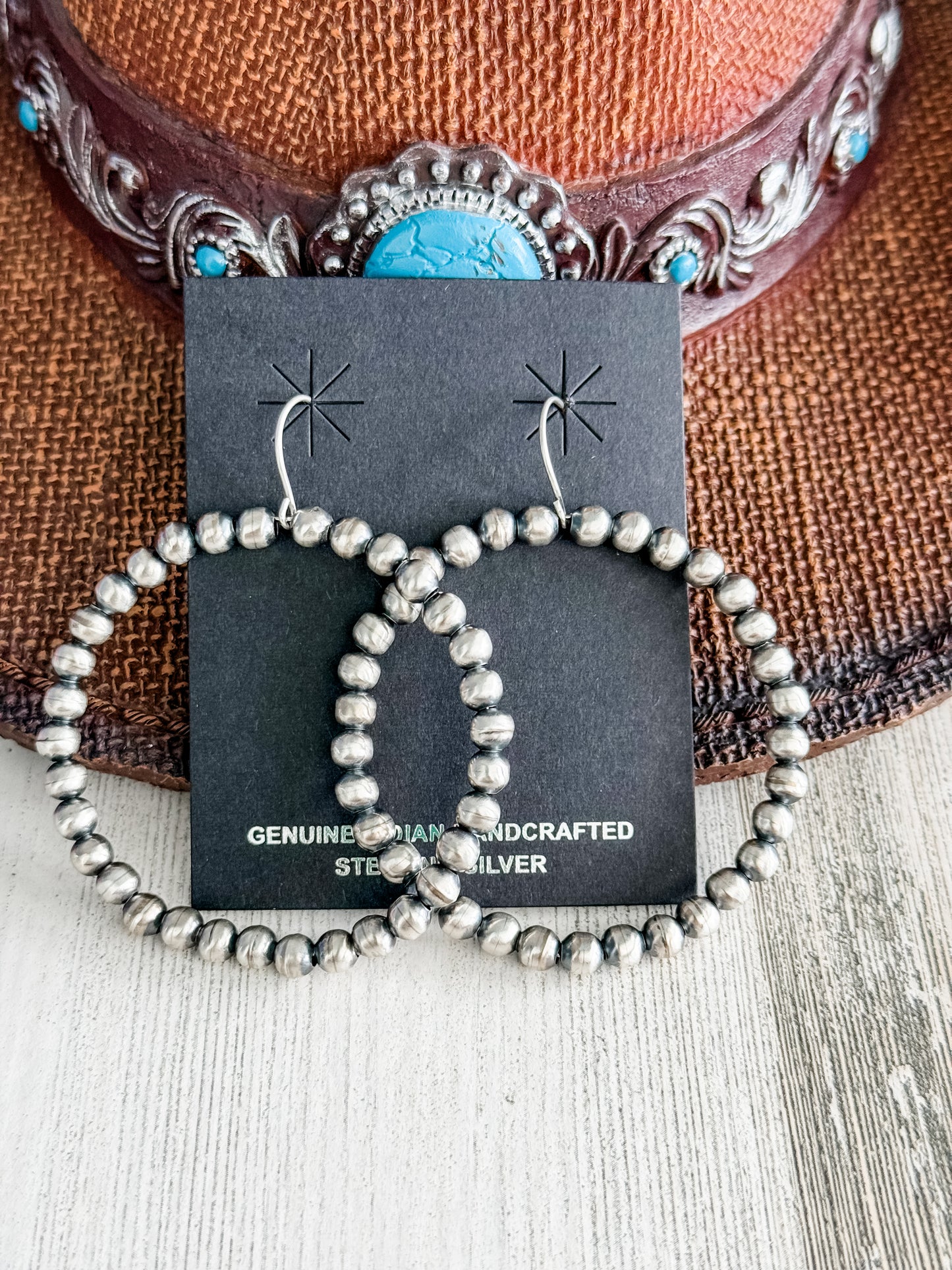 Native American Navajo Pearl Hoop Earrings