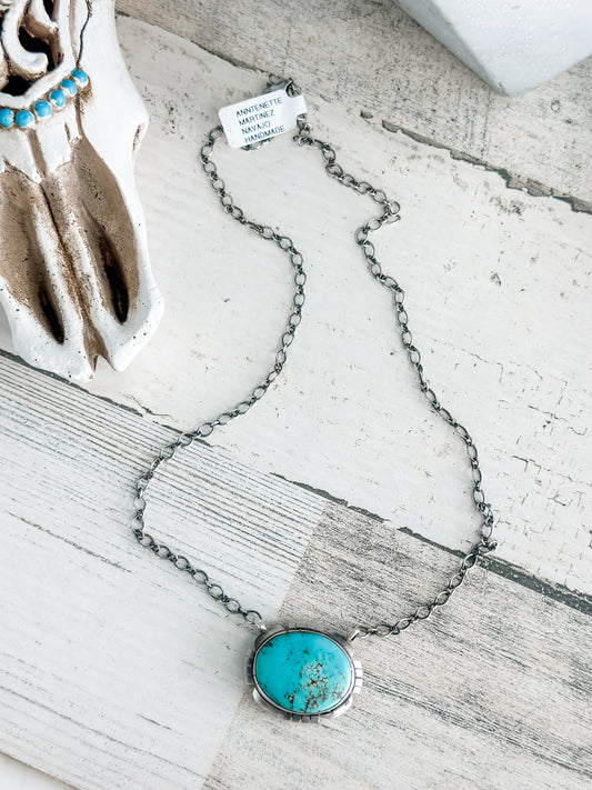 Native Made #8 Sterling Silver Necklace 18"