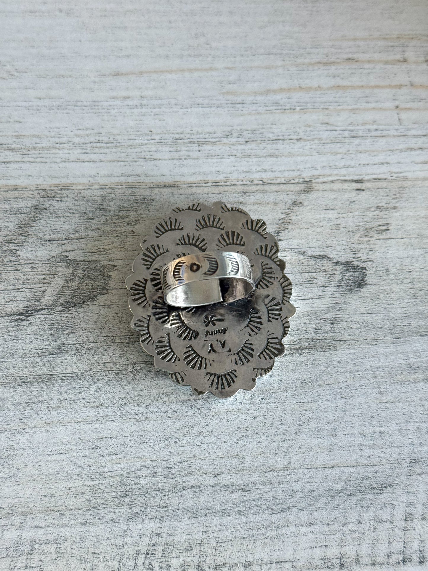 Native American Turquoise & Abalone Adjustable Ring