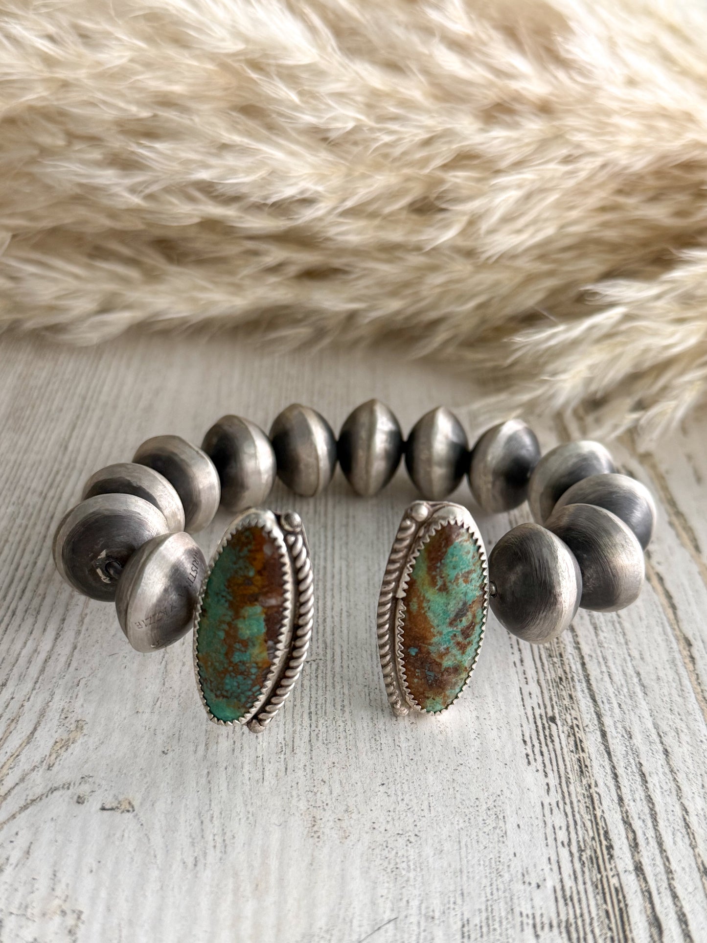 Native American Navajo Pearl & Royston Turquoise Cuff