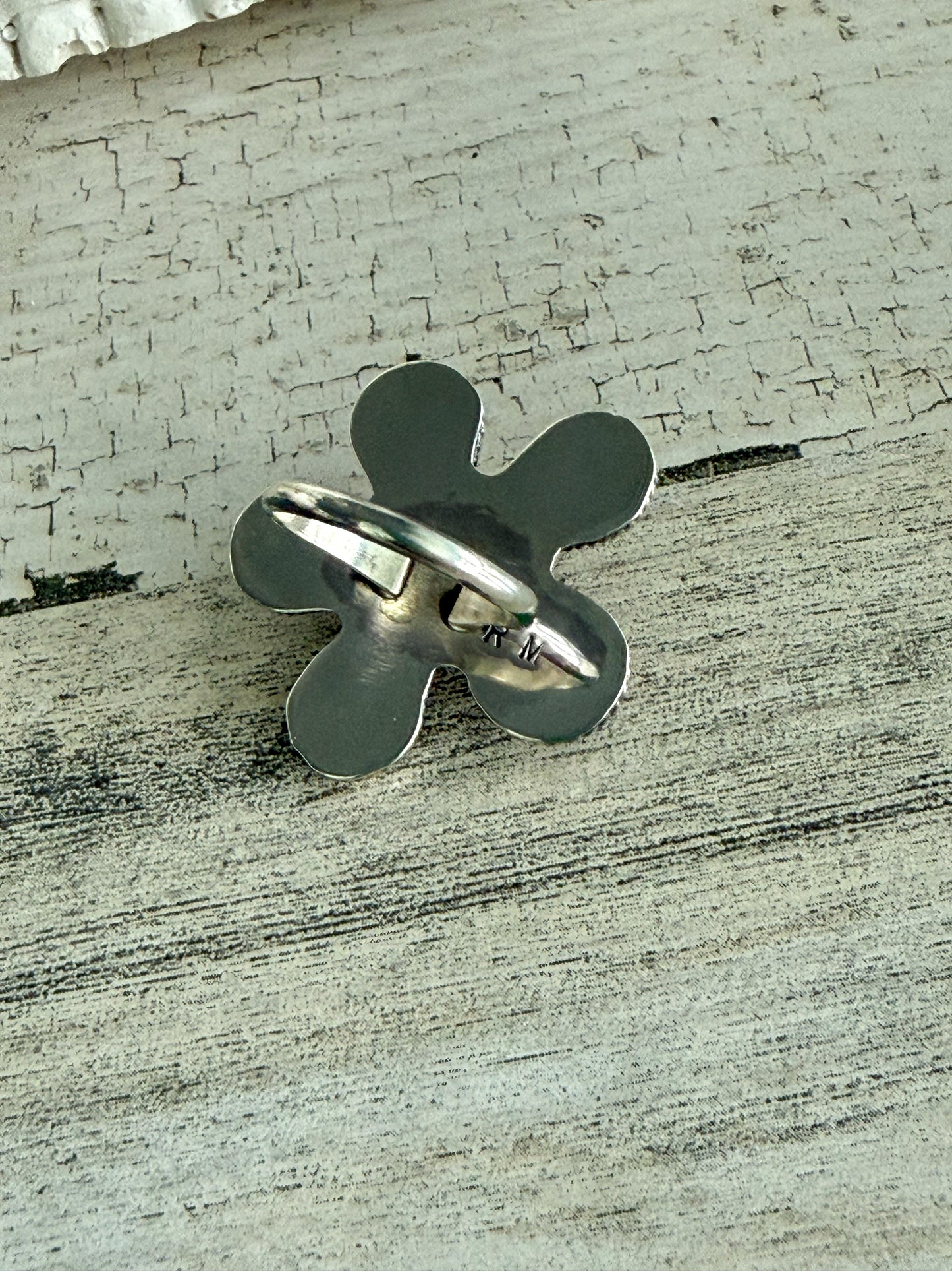 Native American Flower Pink Conch Ring 8