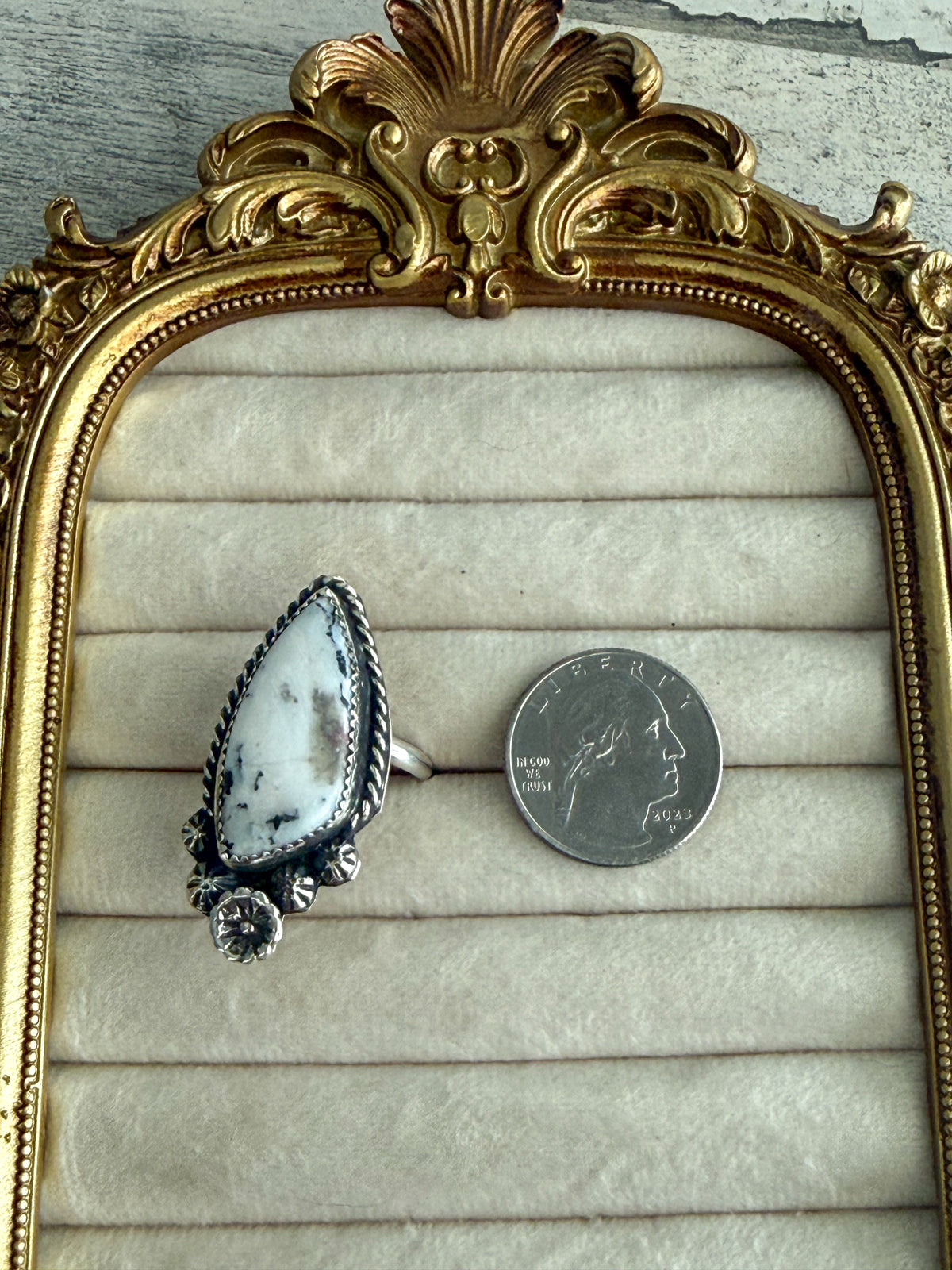 Native American White Buffalo Adjustable Ring