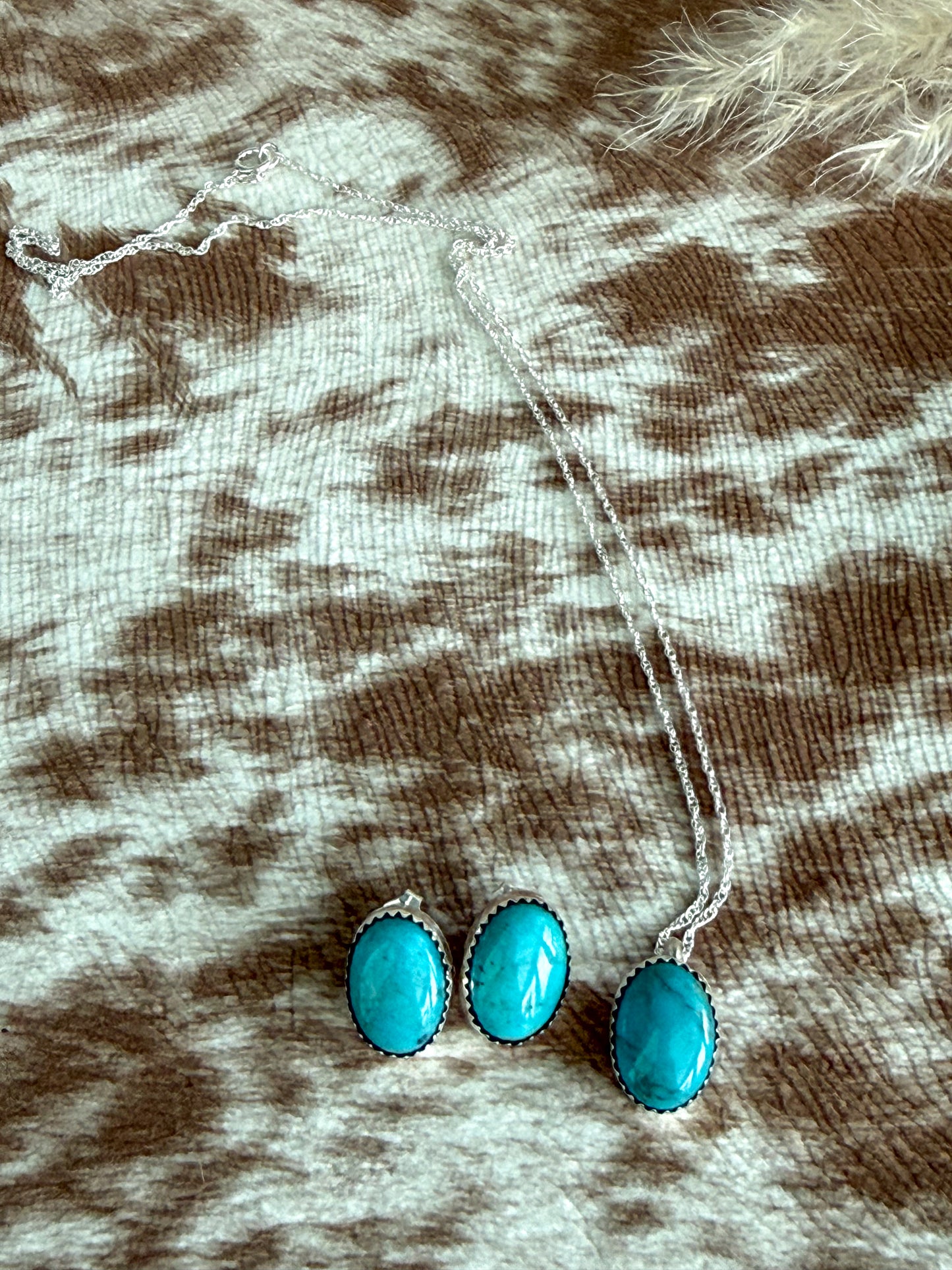 Native American Sonoran Gem Necklace & Earring Set 4