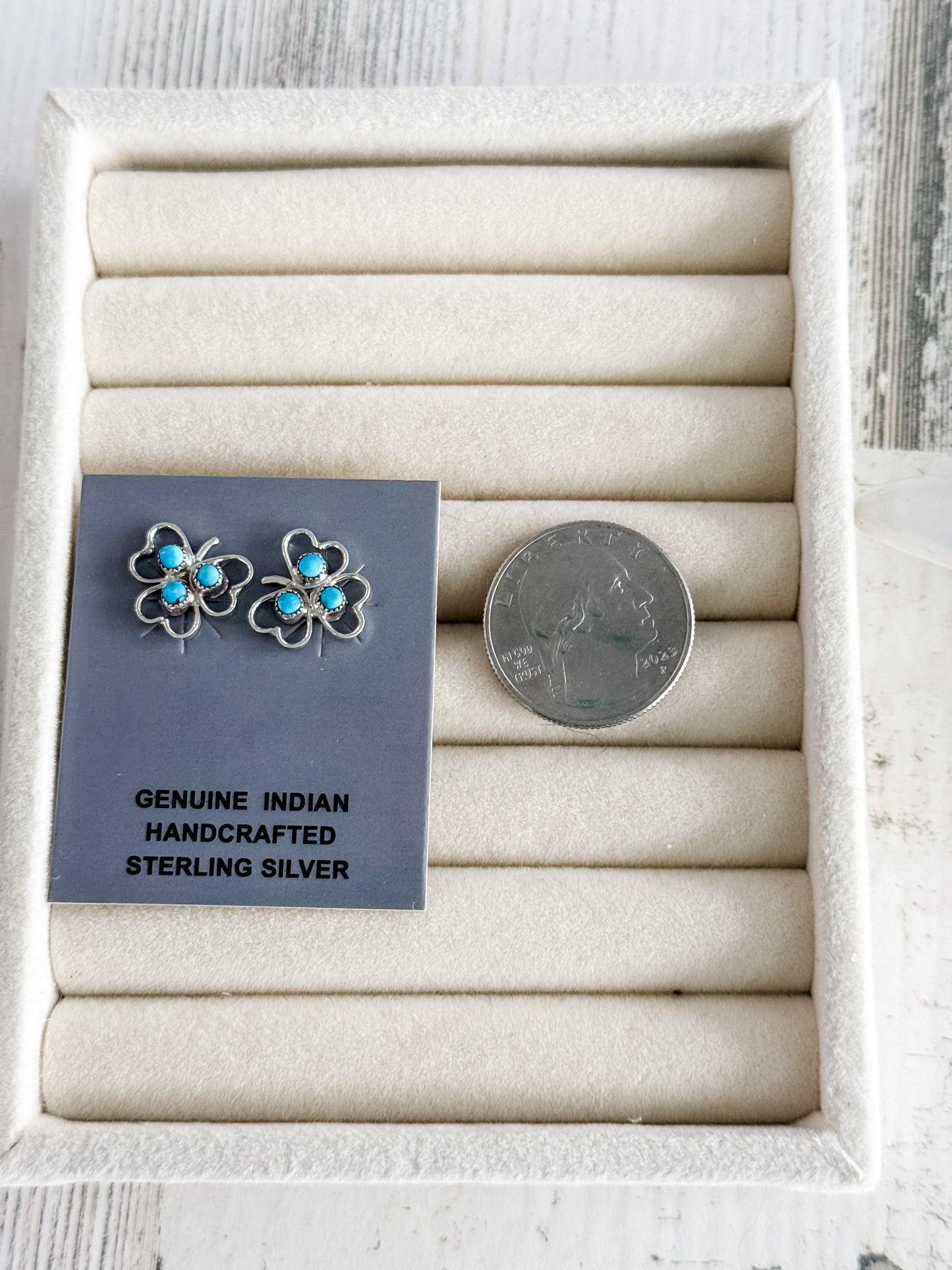 Native American Clover Turquoise Earrings