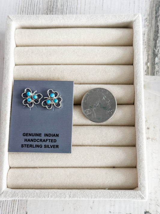 Native American Clover Turquoise Earrings