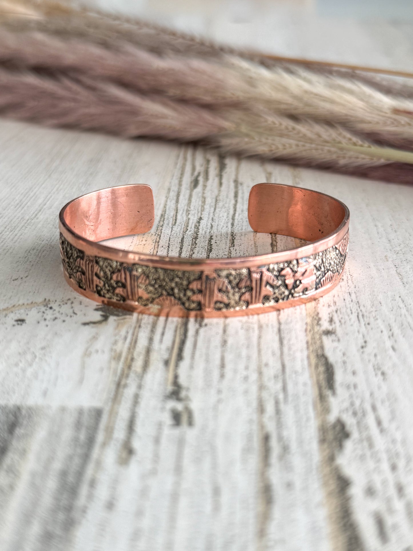 Native American Copper Storyteller Cuff 6.75”