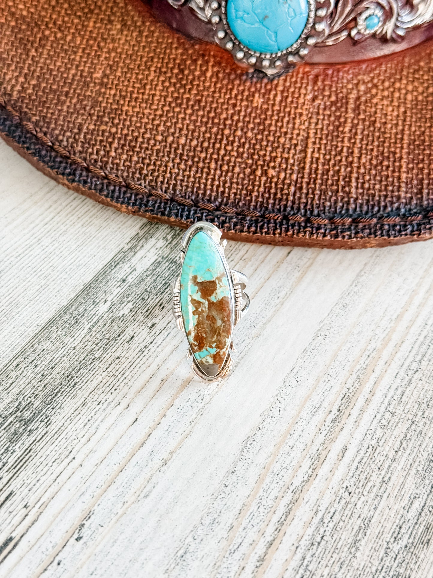 Native American #8 Turquoise Ring 7.5