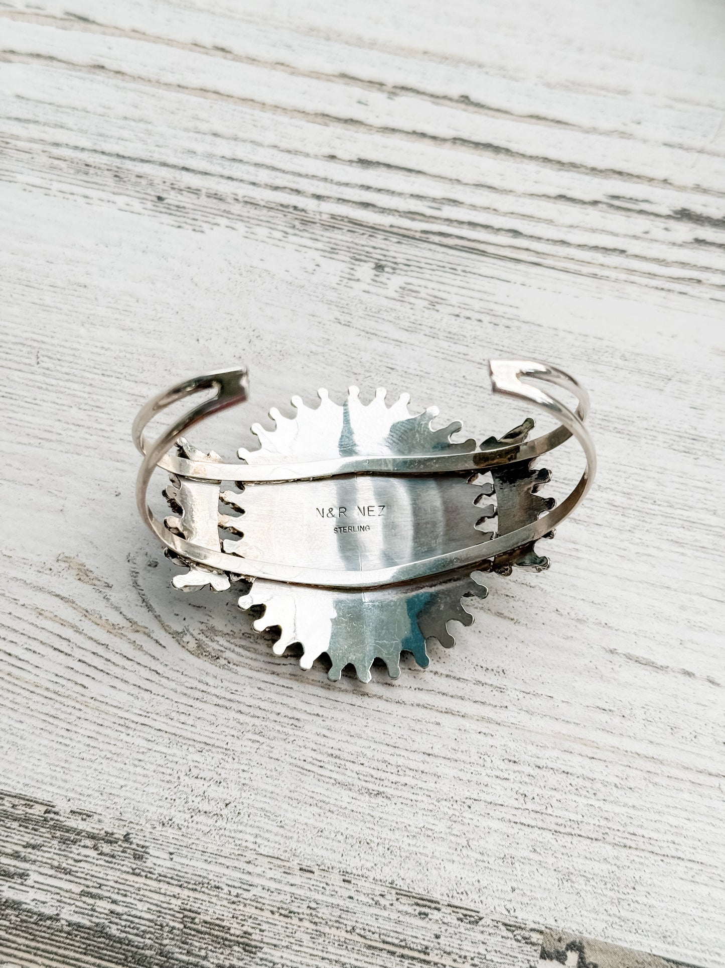 Native American Turquoise Needlepoint Cluster Cuff 6.5"