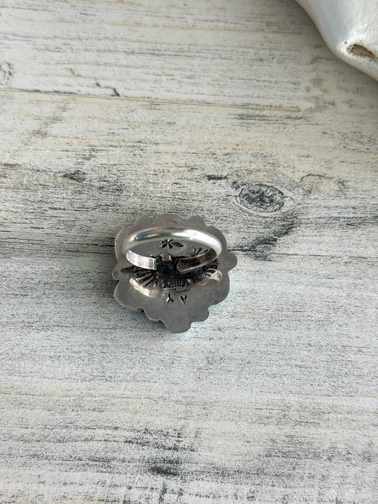 Native Made Turquoise Cluster Ring 10 Adjustable