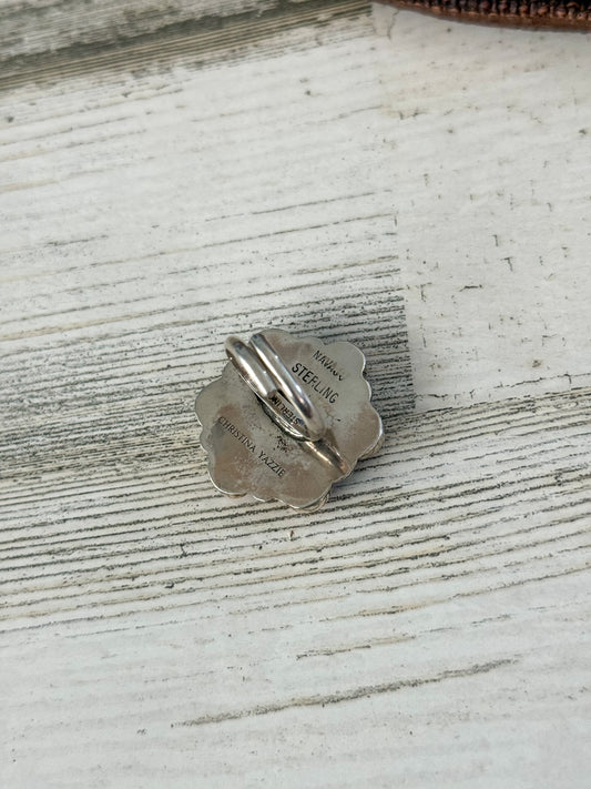 Native American Pink Conch Cluster Adjustable Ring