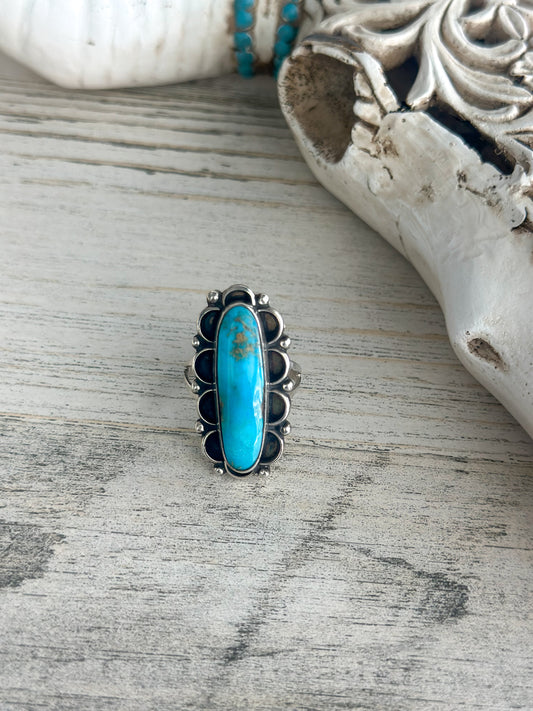 Native Made Blue Emerald Valley Turquoise Ring 9.5