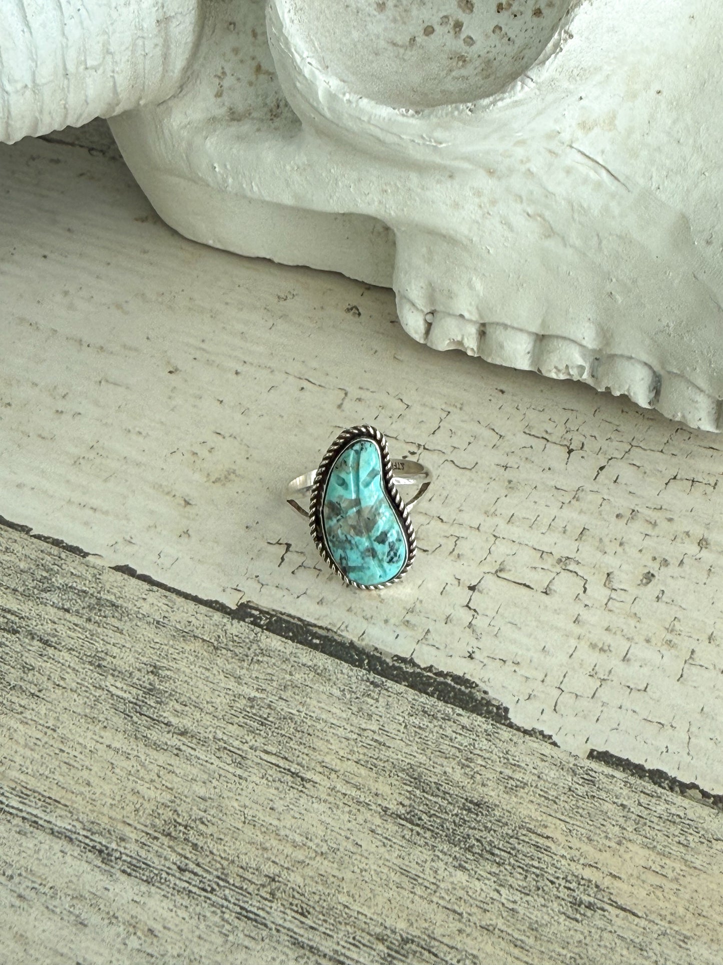 Native American Turquoise Leaf Ring