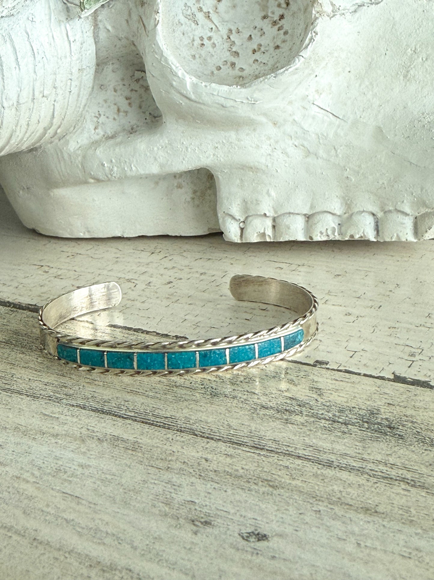 Native American Turquoise Inlay Cuff 6.25”