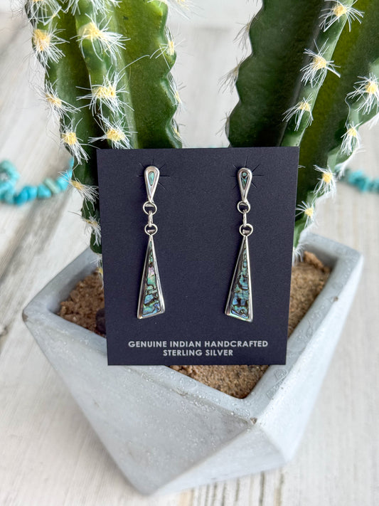 Native American Sterling & Inlaid Abalone Dangles