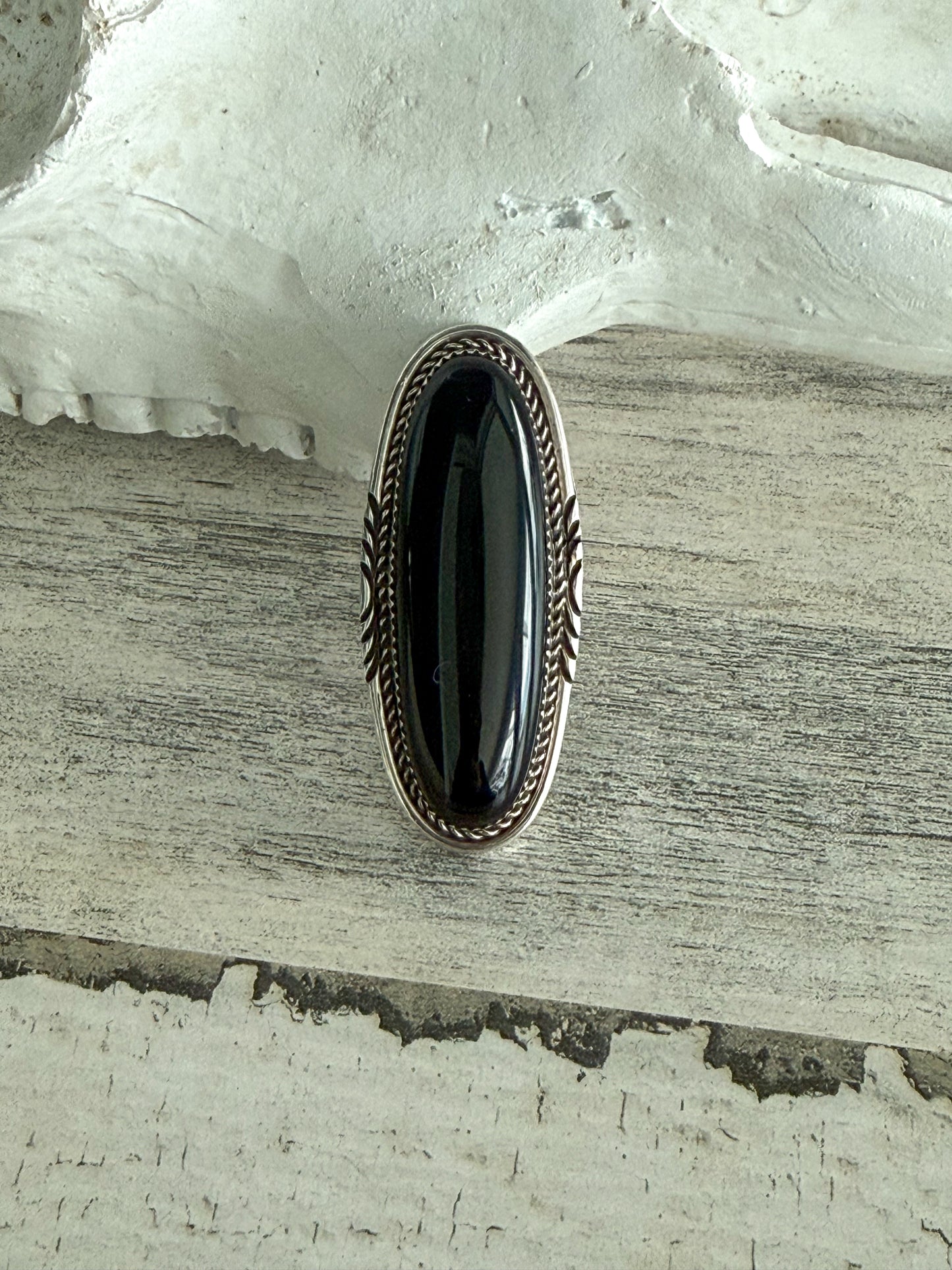 Native American Black Onyx Ring 7.5