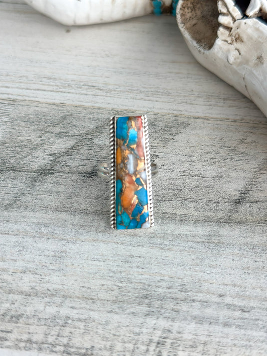 Native Made Spiny & Turquoise Ring 9