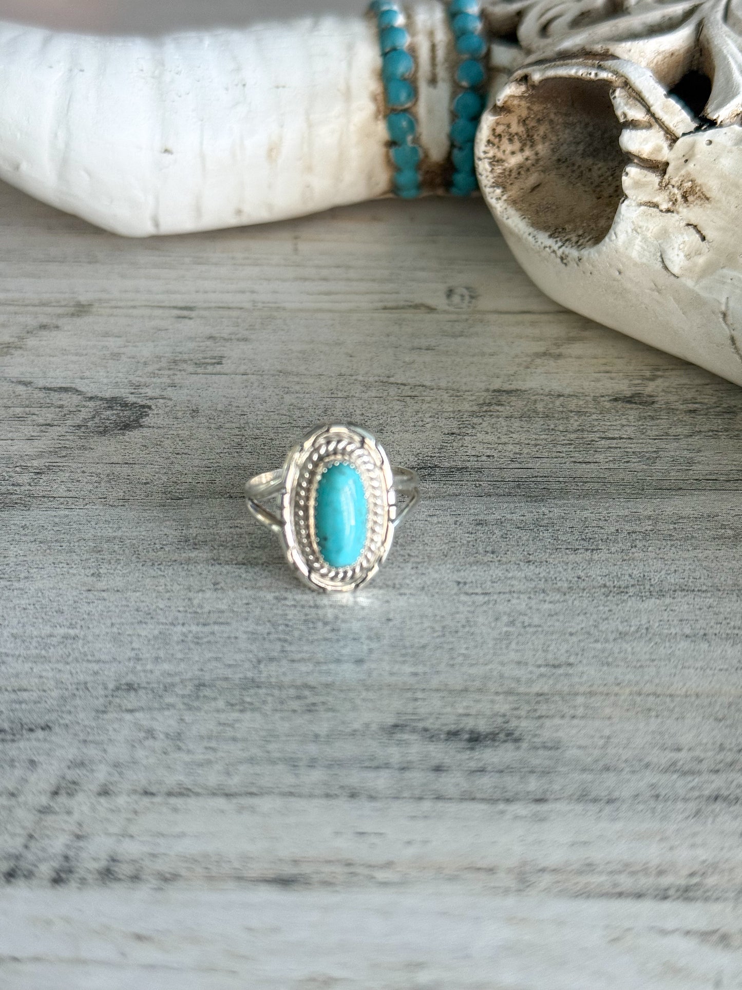 Native American Kingman Turquoise Ring 7.5