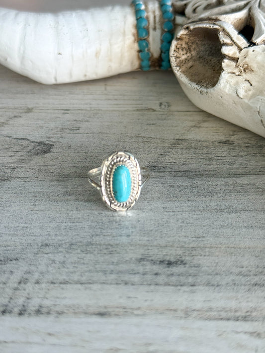 Native American Kingman Turquoise Ring 7.5