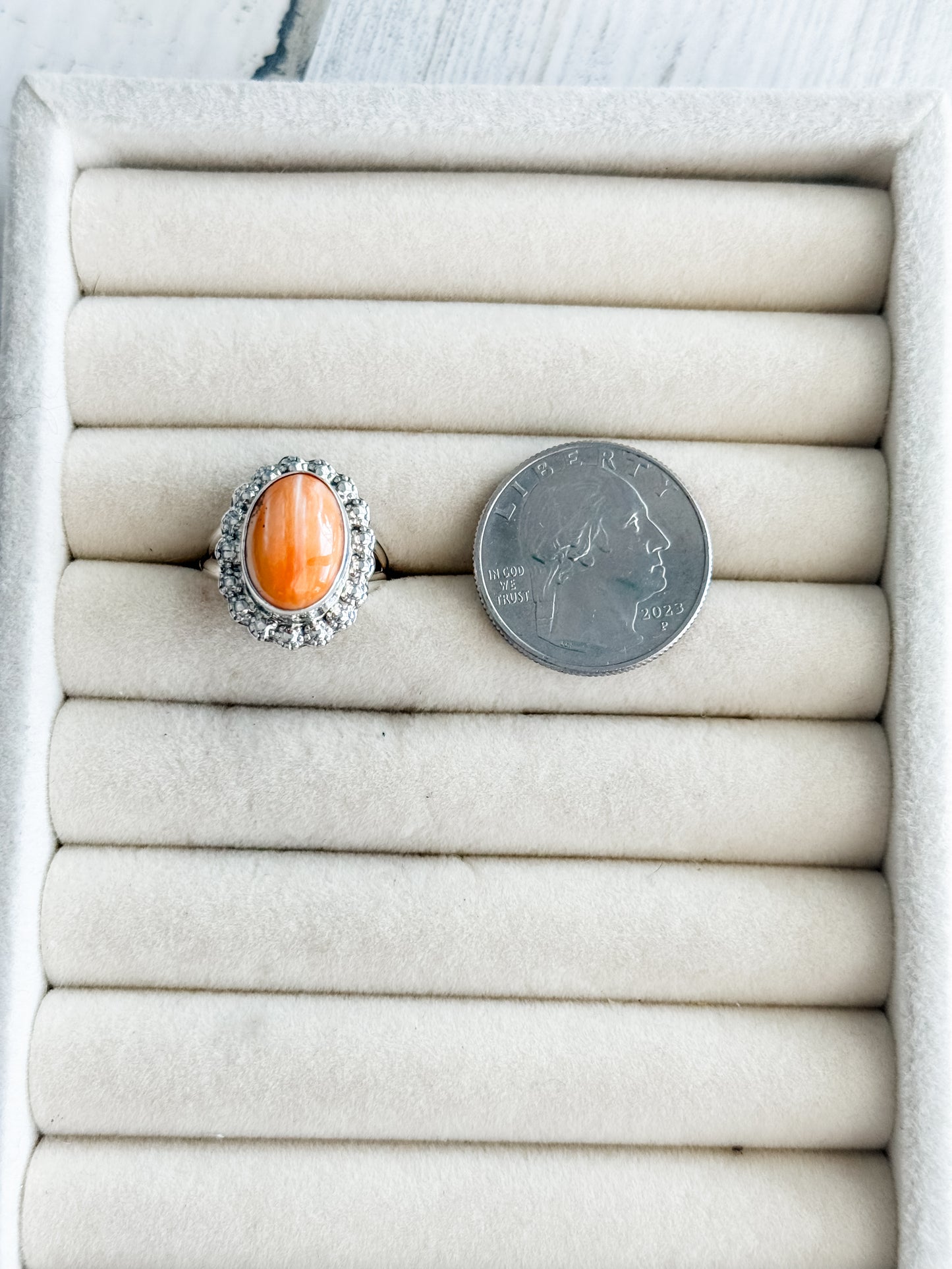 Native American Orange Spiny Ring 7