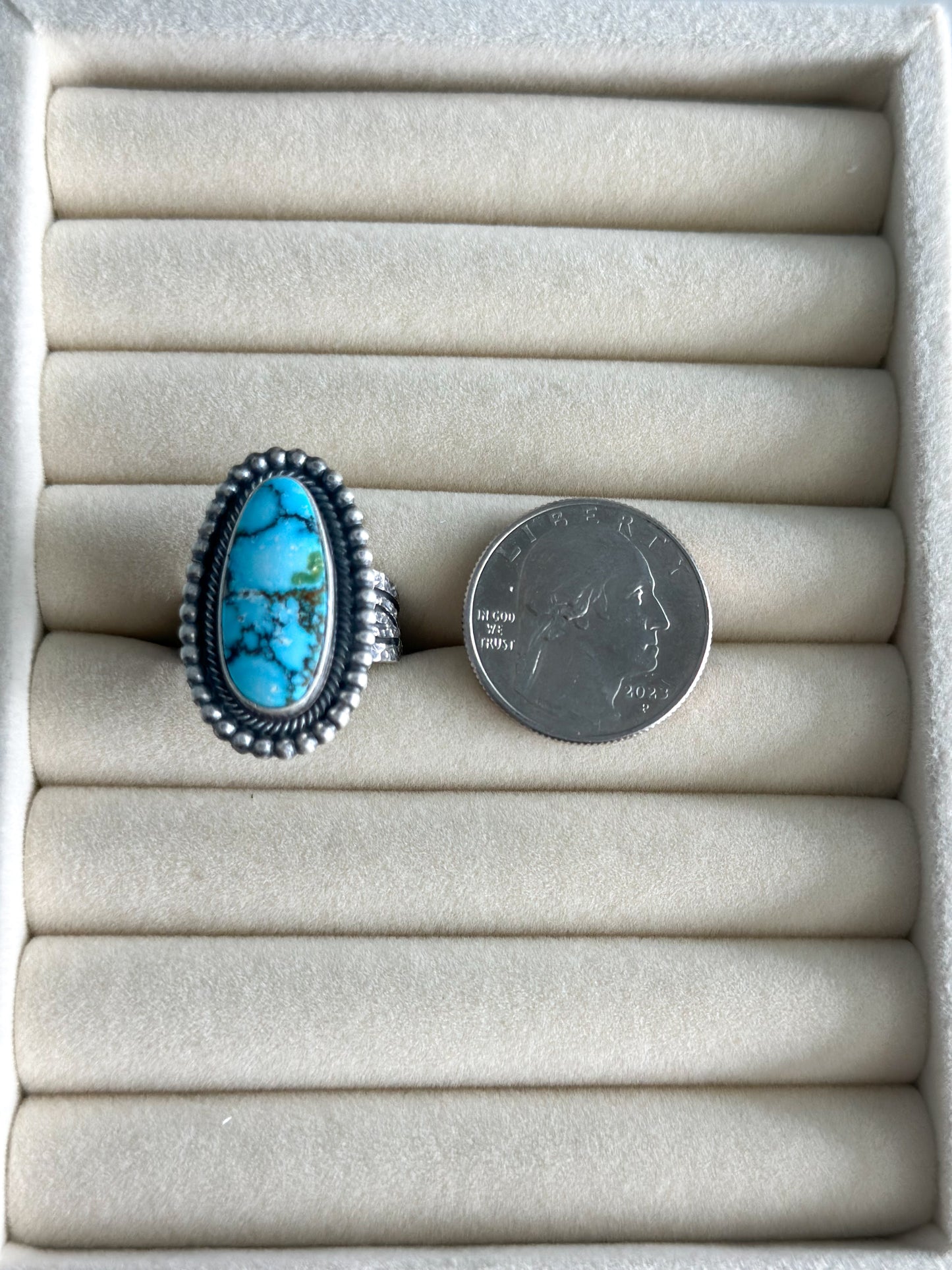 Native Made Kingman Turquoise Ring Size 7.5