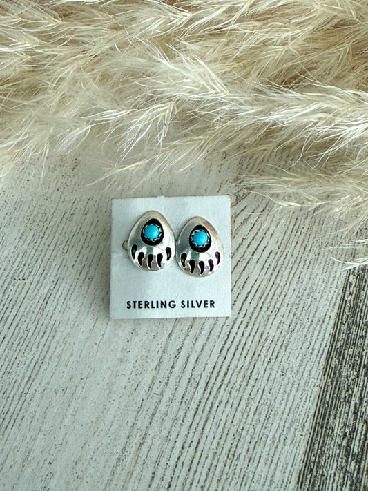 Native American Turquoise Bear Claw Studs