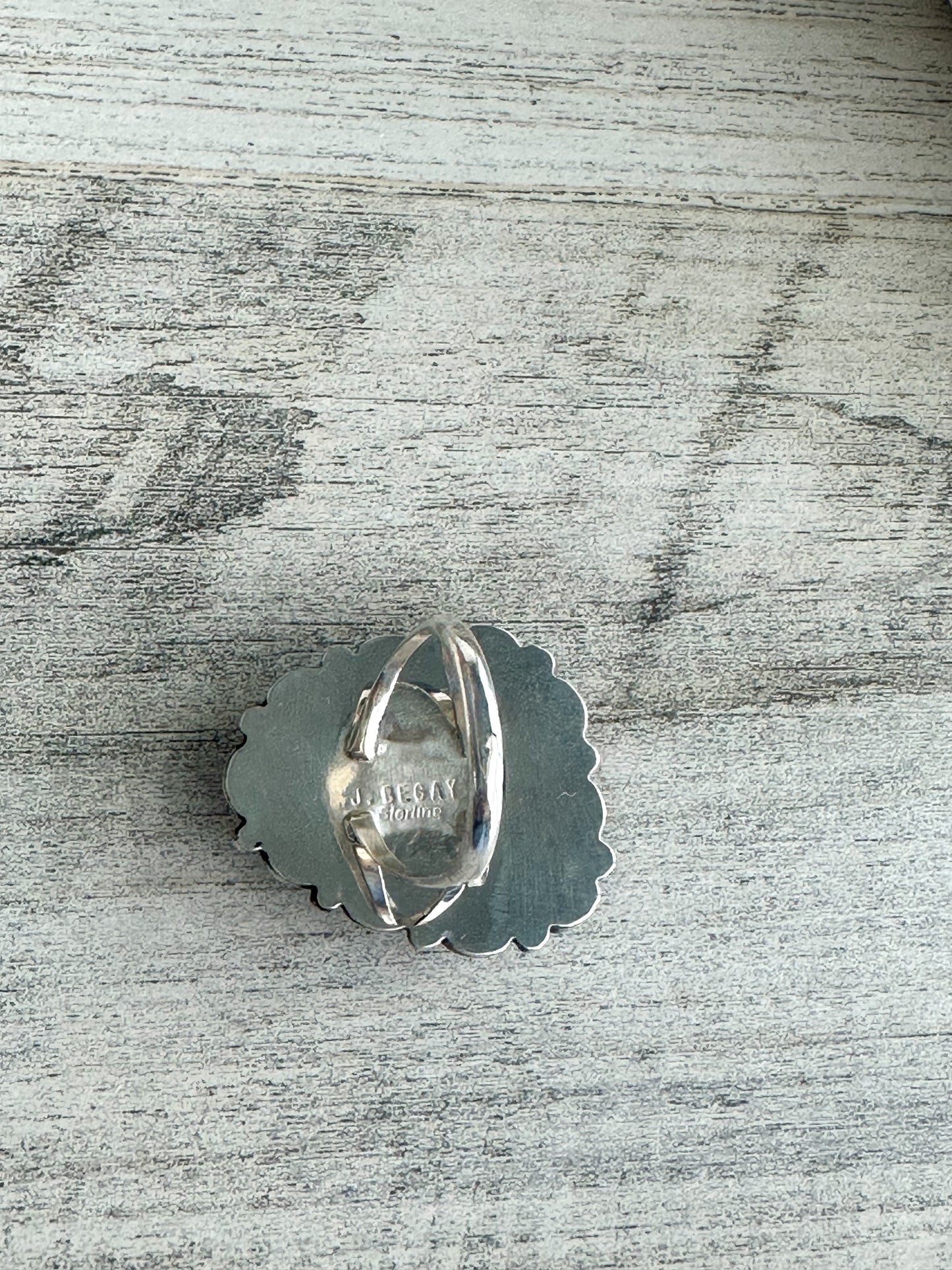 Native Made Emerald Valley Blue Turquoise Scallop Ring 8