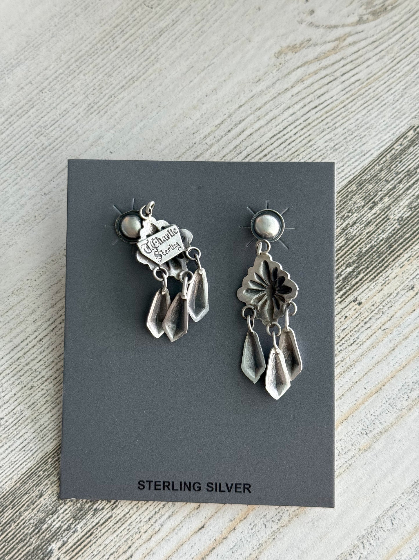 Native American Sterling Stamped Earrings