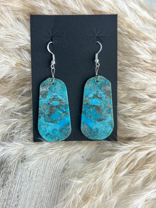 Native American Turquoise Slab Earrings