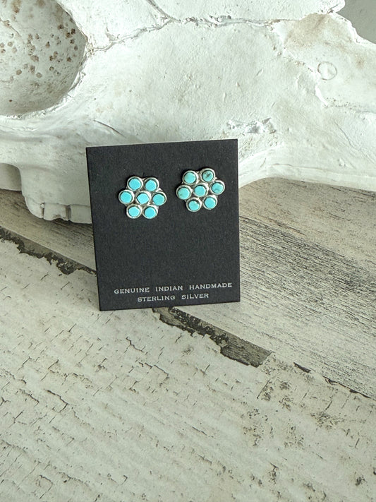 Native American Turquoise Cluster Earrings