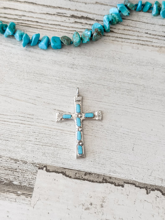 Native American Sterling & Turquoise Cross