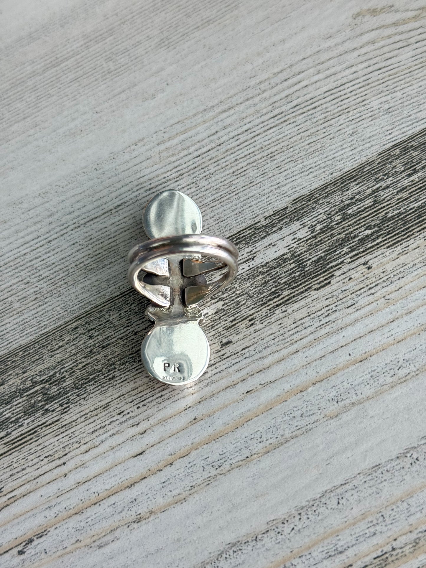 Native American Turquoise & Orange Spiny Ring 7.5