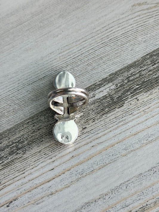 Native American Turquoise & Orange Spiny Ring 7.5