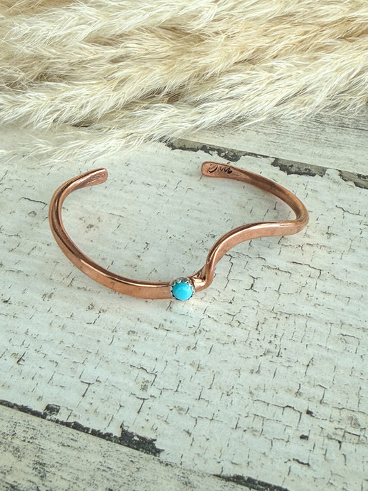 Native American Copper Cuff & Turquoise 6.5"