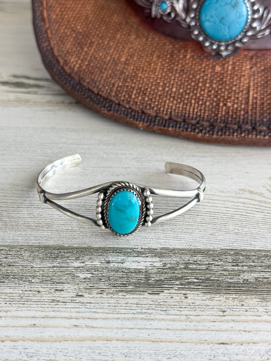 Native American Sterling Turquoise Cuff 6.5"